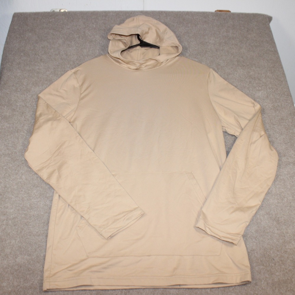 Gaiam Mens Medium Tan Beige Long Sleeve Activewear Hoodie Pullover Sweatshirt